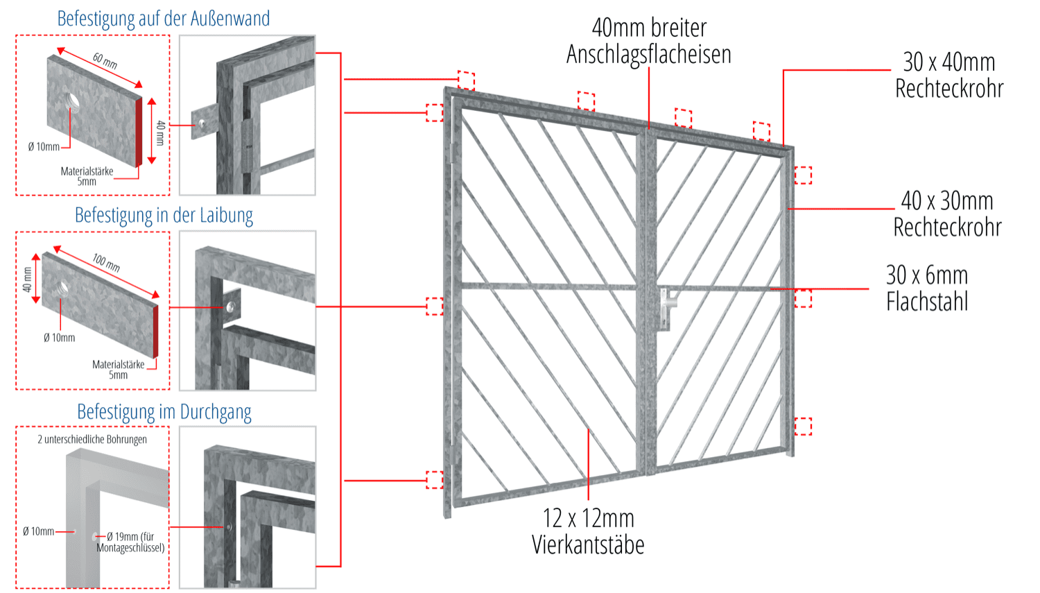 Verzinkte traliedeur 2-vleugelig Diagonaalstaaf 2